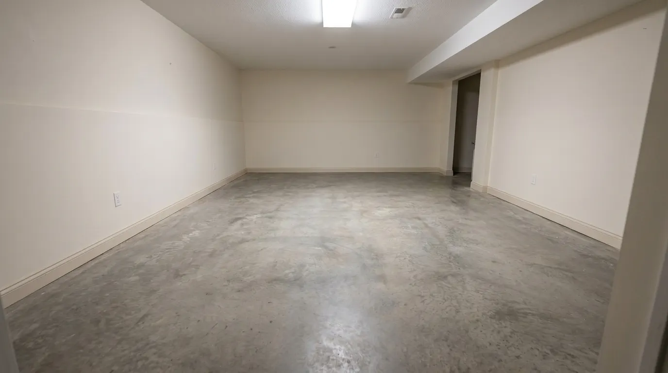 The same basement cleaned, sanitized, repaired, and dried after professional sewage cleanup